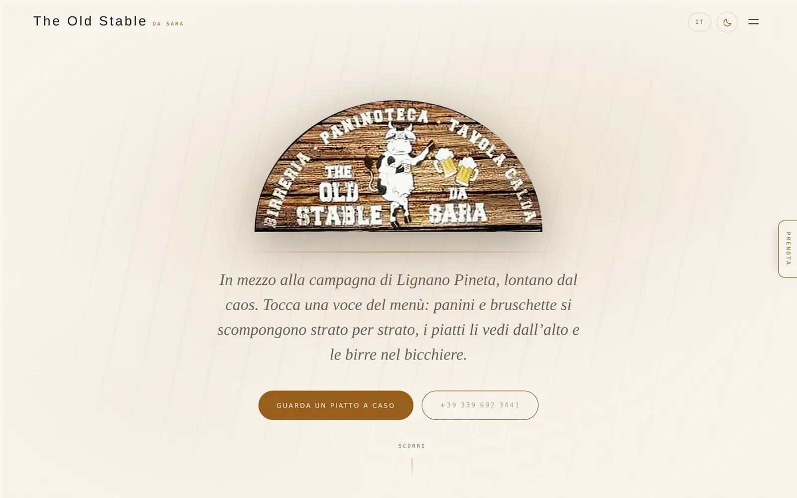 Il sito di The Old Stable con l'insegna della birreria