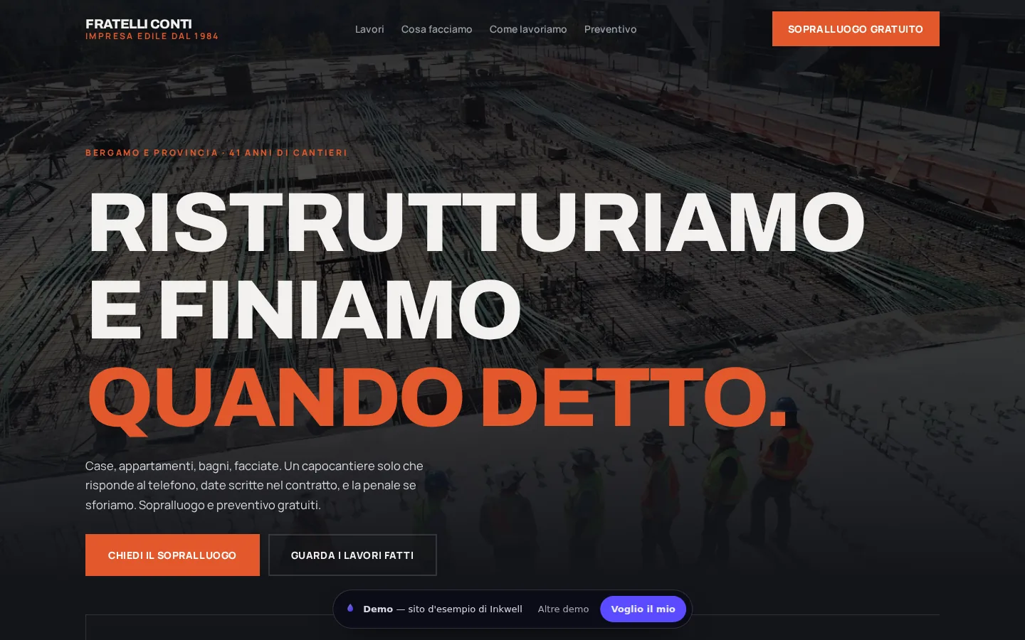 Demo per impresa edile: Fratelli Conti