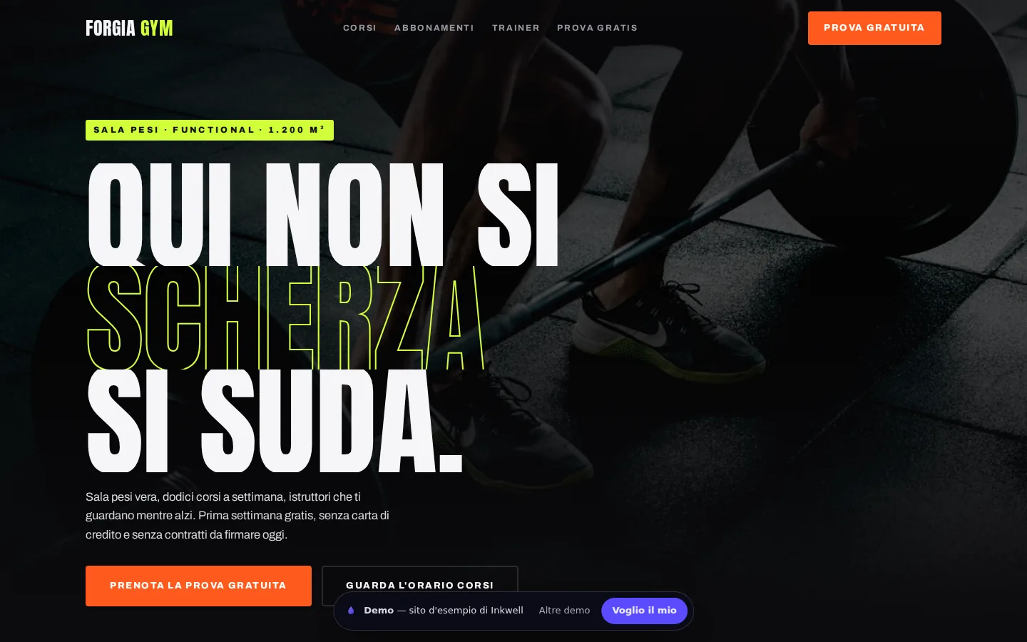 Anteprima del sito demo per palestra Forgia Gym