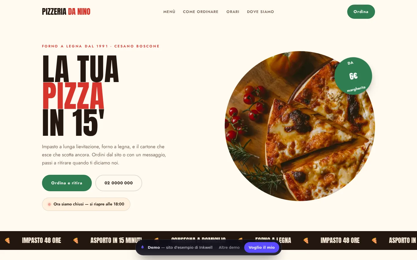 Demo per pizzeria: Pizzeria Da Nino